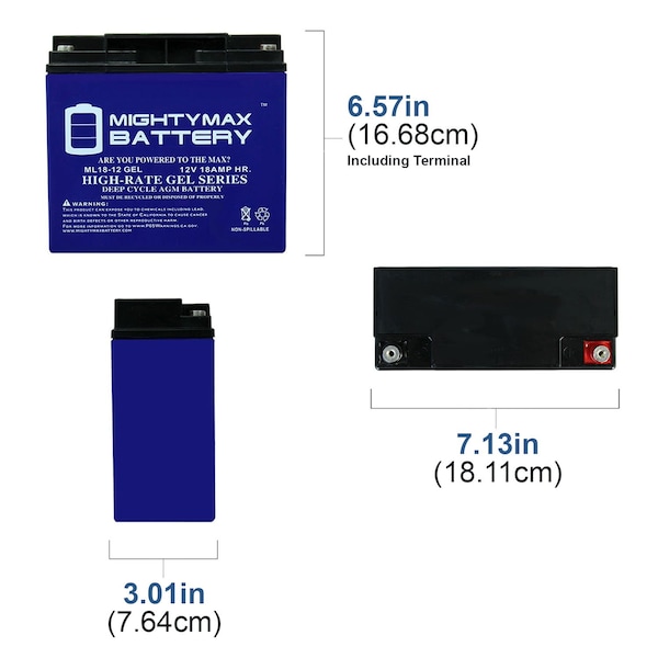 12V 18AH GEL Replacement Battery For MK ES17-12, ES 17-12 - 4PK